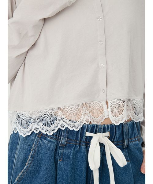 LILY BROWN（リリーブラウン）の「【UVカット/接触冷感】レースフーディトップス（Tシャツ/カットソー・レディース・ブラック/グレイッシュベージュ/ホワイト・F）」の15枚目の写真