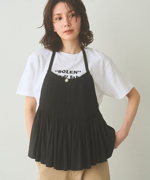 Whim Gazette(ウィムガゼット)の「ホルターネックギャザーブラウス(シャツ/ブラウス・レディース・ブラック/オフホワイト・FREE)」の1枚目の写真