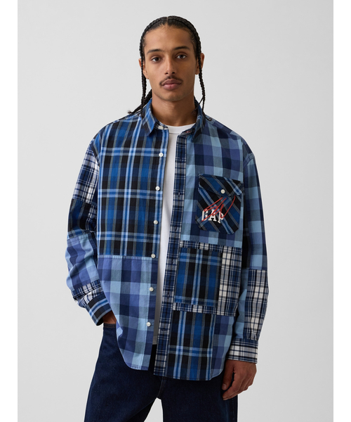 old gap sean wotherspoon チェックシャツ Sサイズ セール】Gap × Sean Wotherspoon オーバーサイズ パッチワーク