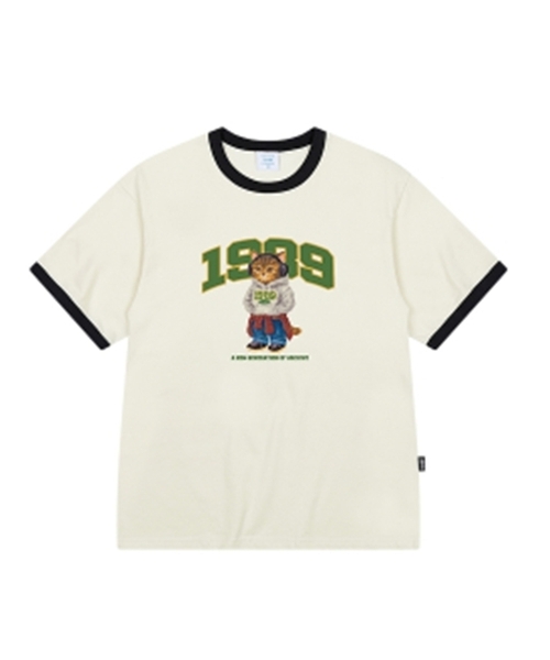 1989STANDARD（1989スタンダード）の「[ヤンステルX1989] MIXTAPEクールコットンリンガー半袖(SRSSTD-0213)（Tシャツ/カットソー・メンズ・ブラック/アイボリー/ライトグレー・MEDIUM/LARGE/X-LARGE）」の2枚目の写真