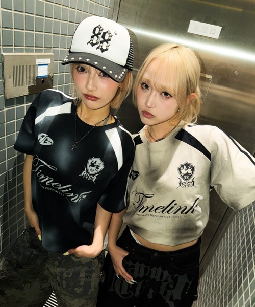A'gem(エージェム)の「A'GEM/9 × .kom 『A'gem/エージェム』 切り替え加工Tシャツ(Tシャツ/カットソー・メンズ・グレー系その他/ブラック/ピンク・M/L)」の5枚目の写真