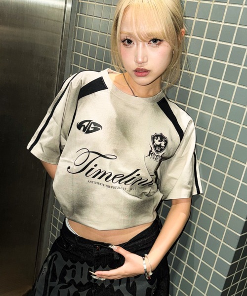 A'gem(エージェム)の「A'GEM/9 × .kom 『A'gem/エージェム』 切り替え加工Tシャツ(Tシャツ/カットソー・メンズ・グレー系その他/ブラック/ピンク・M/L)」の14枚目の写真