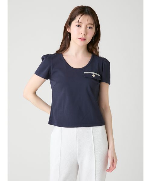 CELFORD(セルフォード)の「【洗える】フラップポケットカットソー(Tシャツ/カットソー・レディース・ネイビー/ホワイト/その他/ライトピンク・F)」の3枚目の写真