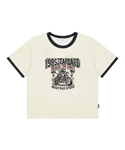 1989STANDARD(1989スタンダード)の「RIDER 1989 クールコットンクロップリンガー半袖 (SRCSTD-0262)(Tシャツ/カットソー・メンズ・ブラック/アイボリー/バーガンディー/ダークグレー・MEDIUM/LARGE/X-LARGE)」の2枚目の写真