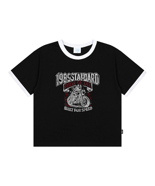 1989STANDARD(1989スタンダード)の「RIDER 1989 クールコットンクロップリンガー半袖 (SRCSTD-0262)(Tシャツ/カットソー・メンズ・ブラック/アイボリー/バーガンディー/ダークグレー・MEDIUM/LARGE/X-LARGE)」の1枚目の写真