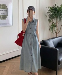 デニムリボンワンピース