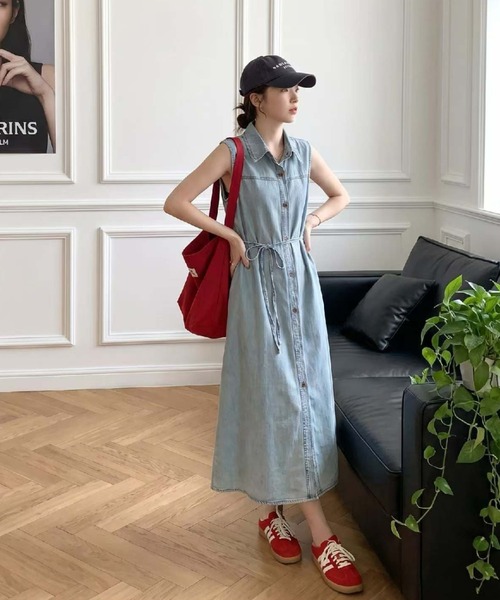 FAVORITO(ファヴォリート)の「デニムリボンワンピース(ワンピース・レディース・ライトブルー/ダークブルー・S/M/L/XL)」の3枚目の写真