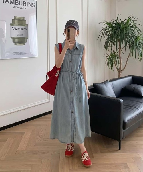 FAVORITO(ファヴォリート)の「デニムリボンワンピース(ワンピース・レディース・ライトブルー/ダークブルー・S/M/L/XL)」の5枚目の写真