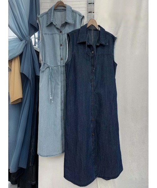 FAVORITO(ファヴォリート)の「デニムリボンワンピース(ワンピース・レディース・ライトブルー/ダークブルー・S/M/L/XL)」の9枚目の写真