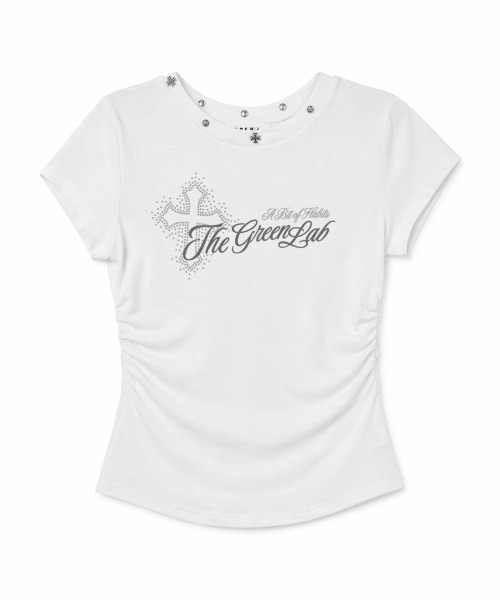 THE GREEN LAB（ザグリーンラボ）の「スタッズグラフィックシャーリング半袖Tシャツ[ホワイト]（Tシャツ/カットソー・レディース・その他・FREE）」の14枚目の写真