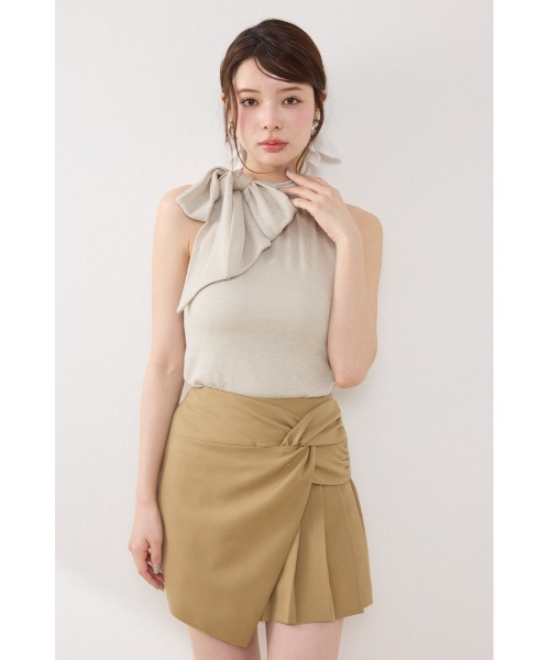 rienda（リエンダ）の「ラメフライスリボンネックトップス 夏服（Tシャツ/カットソー・レディース・ブラック/ベージュ/ピンク・FREE）」の19枚目の写真