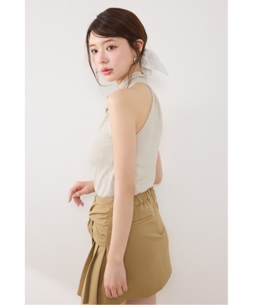 rienda（リエンダ）の「ラメフライスリボンネックトップス 夏服（Tシャツ/カットソー・レディース・ブラック/ベージュ/ピンク・FREE）」の20枚目の写真