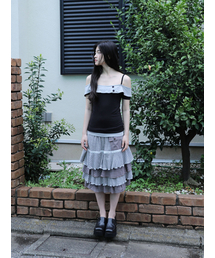 UGLY SHADOW（アグリーシャドウ）の「CANCAN CHECKERED MIX SKIRT(NAVY)（スカート）」