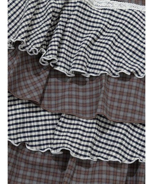 UGLY SHADOW(アグリーシャドウ)の「CANCAN CHECKERED MIX SKIRT(NAVY)(スカート・レディース・その他・FREE)」の7枚目の写真