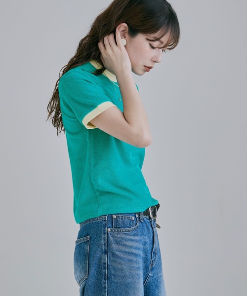 etoll.(エトル)の「パイル地リンガーネックTシャツ(Tシャツ/カットソー・レディース・ネイビー/オートミール/グリーン/ピンク/ブルー・M)」の11枚目の写真