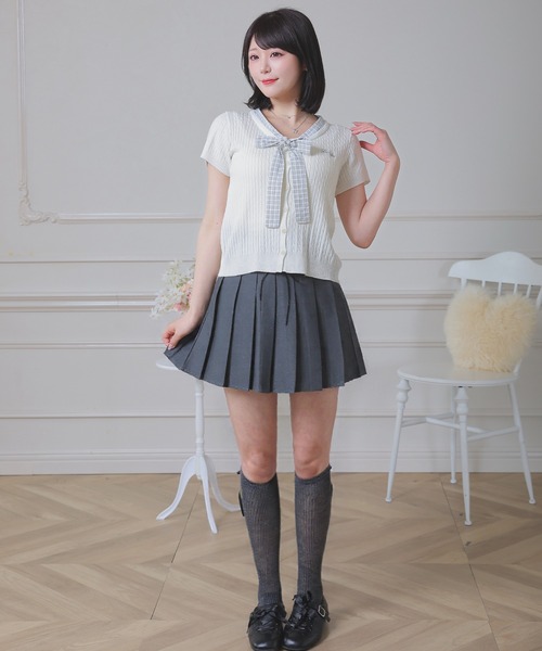 Anely(アネリー)の「ハイウエスト 切替 レースアップ プリーツ ミニ スカート(スカート・レディース・ブラック/グレー/モカ・S/M/L)」の10枚目の写真