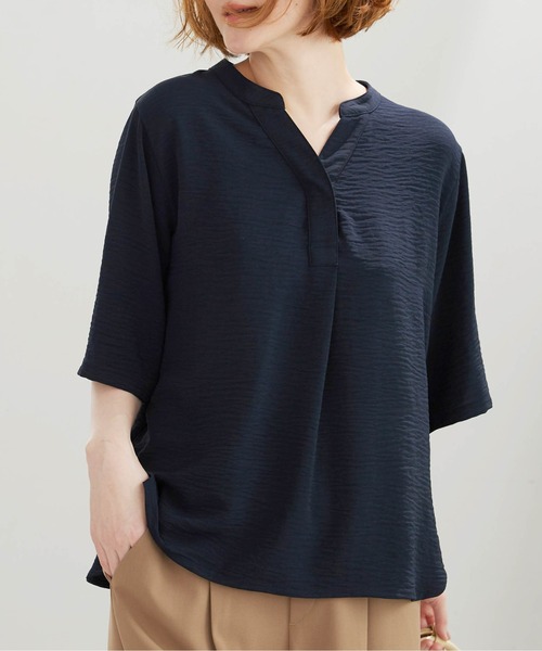 BELLUNA PLUS(ベルーナ)の「お手入れ楽々!スキッパーブラウス(シャツ/ブラウス・レディース・ネイビー/ターコイズブルー・MEDIUM/X-LARGE/LARGE)」の10枚目の写真