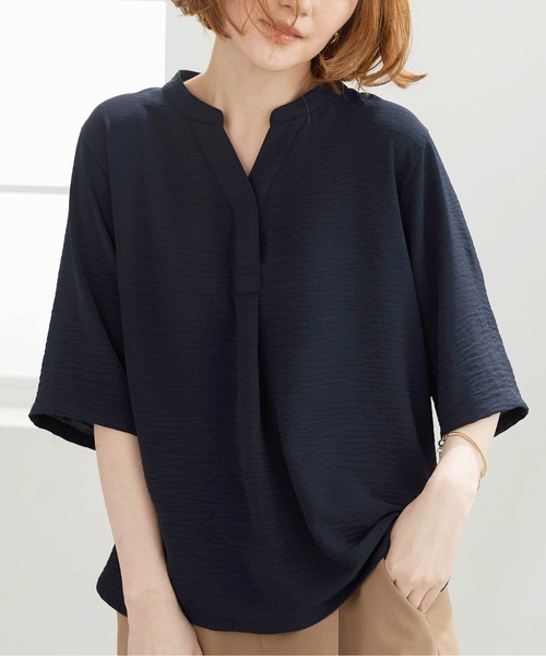 BELLUNA PLUS(ベルーナ)の「お手入れ楽々!スキッパーブラウス(シャツ/ブラウス・レディース・ネイビー/ターコイズブルー・MEDIUM/X-LARGE/LARGE)」の11枚目の写真