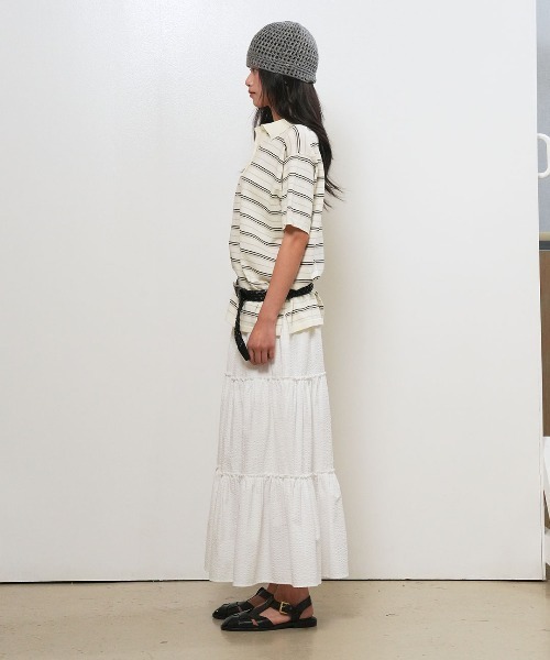GENERAL IDEA(ジェネラルアイデア)の「【GENERAL IDEA】ストライプルーズカラーハーフニット / STRIPED LOOSE COLLAR HALF-SLEEVE KNIT(ポロシャツ・レディース・レモンイエロー/クリーム/ネイビー・L/M/S)」の17枚目の写真