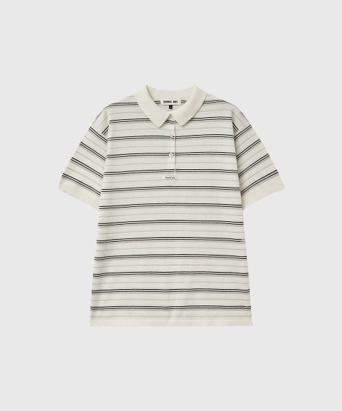GENERAL IDEA(ジェネラルアイデア)の「【GENERAL IDEA】ストライプルーズカラーハーフニット / STRIPED LOOSE COLLAR HALF-SLEEVE KNIT(ポロシャツ・レディース・レモンイエロー/クリーム/ネイビー・L/M/S)」の18枚目の写真