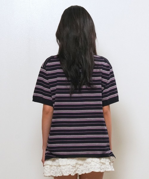 GENERAL IDEA(ジェネラルアイデア)の「【GENERAL IDEA】ストライプルーズカラーハーフニット / STRIPED LOOSE COLLAR HALF-SLEEVE KNIT(ポロシャツ・レディース・レモンイエロー/クリーム/ネイビー・L/M/S)」の10枚目の写真