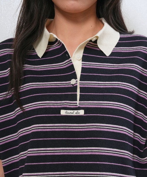 GENERAL IDEA(ジェネラルアイデア)の「【GENERAL IDEA】ストライプルーズカラーハーフニット / STRIPED LOOSE COLLAR HALF-SLEEVE KNIT(ポロシャツ・レディース・レモンイエロー/クリーム/ネイビー・L/M/S)」の9枚目の写真