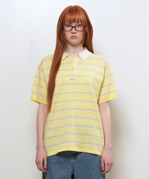 GENERAL IDEA(ジェネラルアイデア)の「【GENERAL IDEA】ストライプルーズカラーハーフニット / STRIPED LOOSE COLLAR HALF-SLEEVE KNIT(ポロシャツ・レディース・レモンイエロー/クリーム/ネイビー・L/M/S)」の13枚目の写真