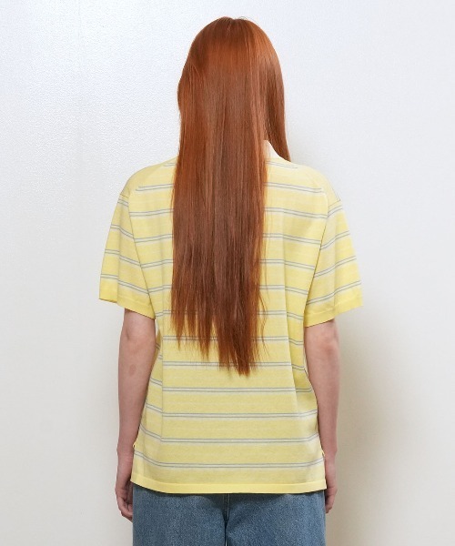 GENERAL IDEA(ジェネラルアイデア)の「【GENERAL IDEA】ストライプルーズカラーハーフニット / STRIPED LOOSE COLLAR HALF-SLEEVE KNIT(ポロシャツ・レディース・レモンイエロー/クリーム/ネイビー・L/M/S)」の4枚目の写真