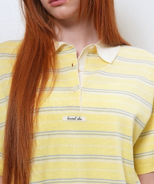 GENERAL IDEA(ジェネラルアイデア)の「【GENERAL IDEA】ストライプルーズカラーハーフニット / STRIPED LOOSE COLLAR HALF-SLEEVE KNIT(ポロシャツ・レディース・レモンイエロー/クリーム/ネイビー・L/M/S)」の14枚目の写真