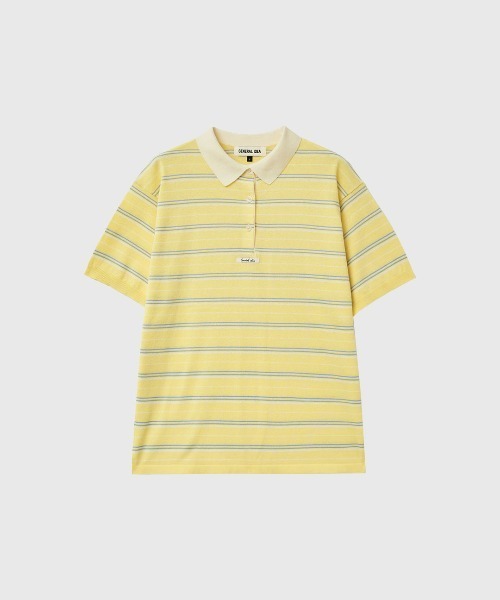 GENERAL IDEA(ジェネラルアイデア)の「【GENERAL IDEA】ストライプルーズカラーハーフニット / STRIPED LOOSE COLLAR HALF-SLEEVE KNIT(ポロシャツ・レディース・レモンイエロー/クリーム/ネイビー・L/M/S)」の7枚目の写真