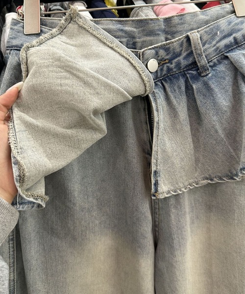 meJane(ミージェーン)の「フリルドッキング ワイドデニムパンツ(デニムパンツ・レディース・ブルー・L/M/S)」の10枚目の写真