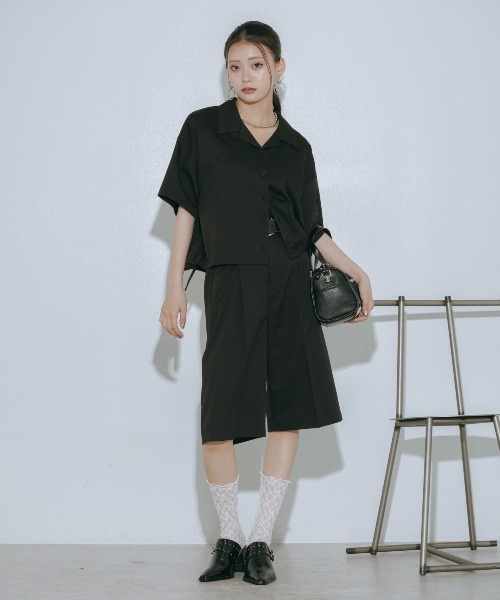 PAGEBOY(ページボーイ)の「【イージーケア/接触冷感/UVカット/セットアップ対応】シフトセットハーフパンツ(その他パンツ・レディース・グレー系その他/ブラック・FREE)」の18枚目の写真