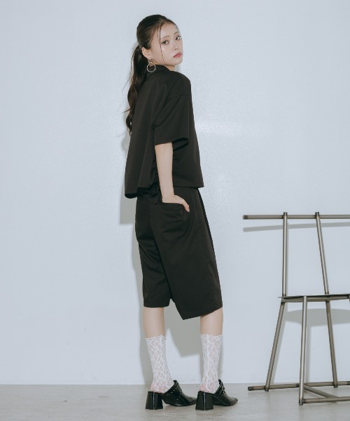 PAGEBOY(ページボーイ)の「【イージーケア/接触冷感/UVカット/セットアップ対応】シフトセットハーフパンツ(その他パンツ・レディース・グレー系その他/ブラック・FREE)」の20枚目の写真