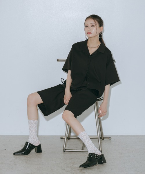 PAGEBOY(ページボーイ)の「【イージーケア/接触冷感/UVカット/セットアップ対応】シフトセットハーフパンツ(その他パンツ・レディース・グレー系その他/ブラック・FREE)」の16枚目の写真
