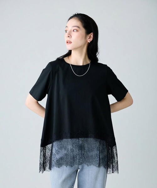 ANY(エニィ)の「レースコンビフレアーカットソー(Tシャツ/カットソー・レディース・ブラック系/ホワイト系/ダークブラウン系・X-LARGE)」の5枚目の写真