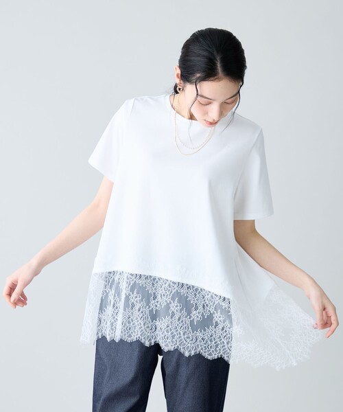 ANY(エニィ)の「レースコンビフレアーカットソー(Tシャツ/カットソー・レディース・ブラック系/ホワイト系/ダークブラウン系・X-LARGE)」の7枚目の写真