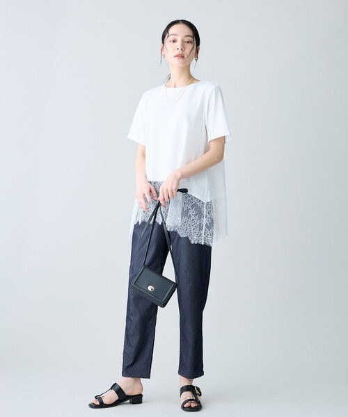 ANY(エニィ)の「レースコンビフレアーカットソー(Tシャツ/カットソー・レディース・ブラック系/ホワイト系/ダークブラウン系・X-LARGE)」の9枚目の写真