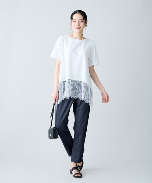 ANY(エニィ)の「レースコンビフレアーカットソー(Tシャツ/カットソー・レディース・ブラック系/ホワイト系/ダークブラウン系・X-LARGE)」の10枚目の写真