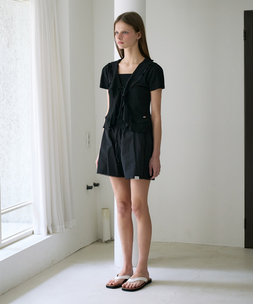 DEHEVE（デヘヴェ）の「Frill Ribbon Cardigan Set [Black]（カーディガン/ボレロ・レディース・ブラック・OS）」の7枚目の写真
