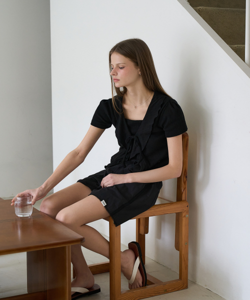 DEHEVE（デヘヴェ）の「Frill Ribbon Cardigan Set [Black]（カーディガン/ボレロ・レディース・ブラック・OS）」の12枚目の写真