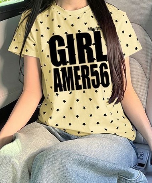 ViViDAY(ビビデー)の「フロント英字ロゴ 星柄ショートtシャツ(Tシャツ/カットソー・レディース・ホワイト/ネイビー/イエロー/ダークネイビー・M)」の19枚目の写真