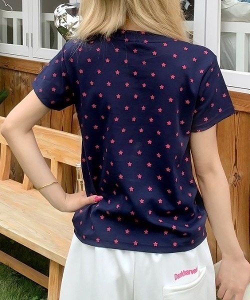 ViViDAY(ビビデー)の「フロント英字ロゴ 星柄ショートtシャツ(Tシャツ/カットソー・レディース・ホワイト/ネイビー/イエロー/ダークネイビー・M)」の18枚目の写真