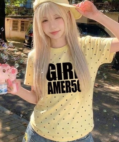 ViViDAY(ビビデー)の「フロント英字ロゴ 星柄ショートtシャツ(Tシャツ/カットソー・レディース・ホワイト/ネイビー/イエロー/ダークネイビー・M)」の13枚目の写真