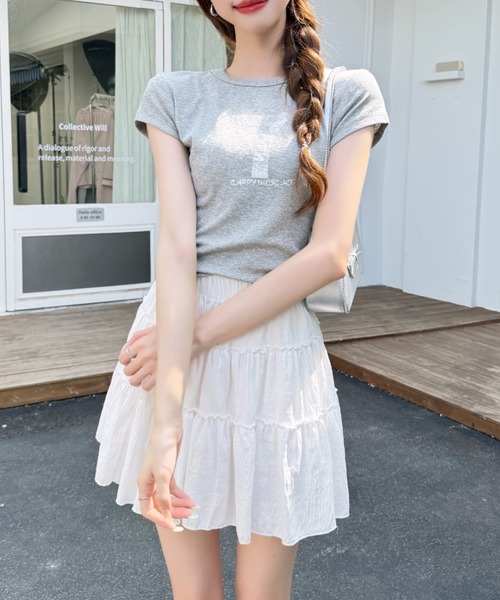 Ada.（エイダ）の「ナンバー プリント スポーティー タイト シルエットTシャツ（Tシャツ/カットソー・レディース・ネイビー/グレー/ホワイト/レッド・FREE）」の17枚目の写真