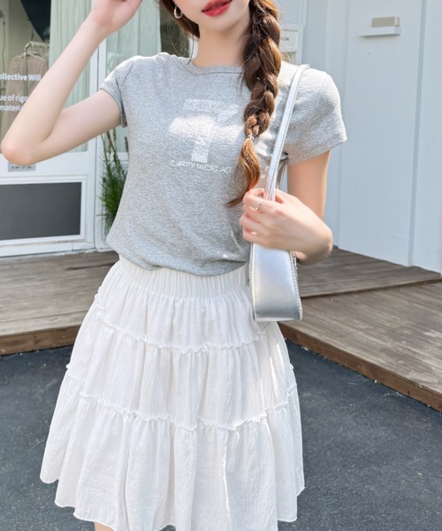 Ada.（エイダ）の「ナンバー プリント スポーティー タイト シルエットTシャツ（Tシャツ/カットソー・レディース・ネイビー/グレー/ホワイト/レッド・FREE）」の11枚目の写真