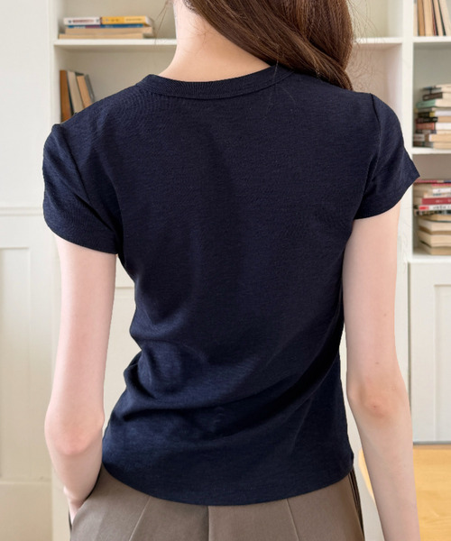 Ada.（エイダ）の「ナンバー プリント スポーティー タイト シルエットTシャツ（Tシャツ/カットソー・レディース・ネイビー/グレー/ホワイト/レッド・FREE）」の7枚目の写真