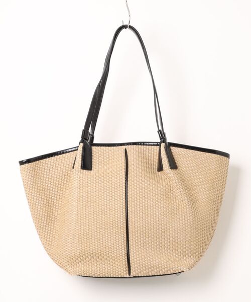 Bermosa（ベルモサ）の「【 A4対応 】パイピング かごバッグ / レディース バッグ トートバッグ（かごバッグ・レディース・ブラウン/アイボリー/ブラック・FREE）」の4枚目の写真