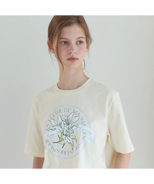 NONLOCAL(ノンローカル)の「リリープリントTシャツ - ライトイエロー(Tシャツ/カットソー・レディース・ライトイエロー・FREE)」の1枚目の写真