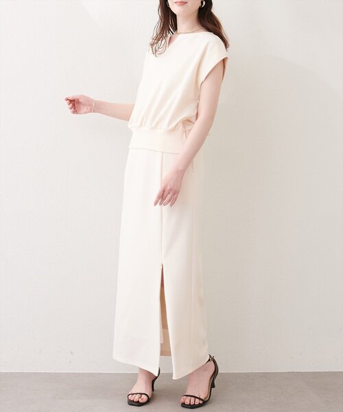 natural couture（ナチュラルクチュール）の「きれいめポンチキーネックTOPS（Tシャツ/カットソー・レディース・サックスブルー/ピンク/ブラック/オフホワイト・FREE）」の8枚目の写真