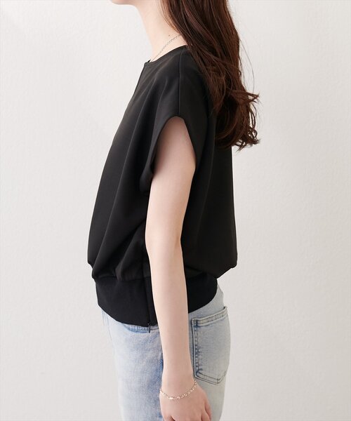 natural couture（ナチュラルクチュール）の「きれいめポンチキーネックTOPS（Tシャツ/カットソー・レディース・サックスブルー/ピンク/ブラック/オフホワイト・FREE）」の15枚目の写真